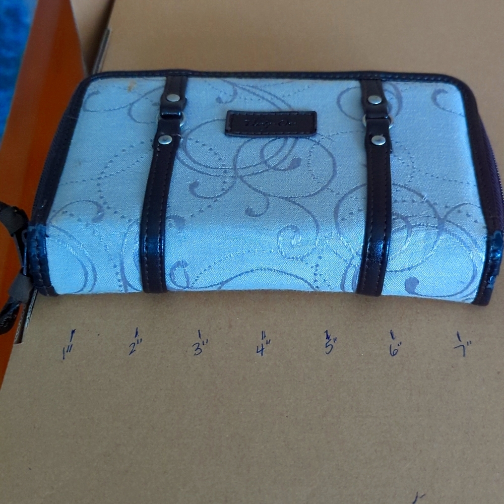Double zippered wallet with checkbook cover
